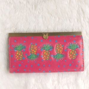 Patricia Nash Pink Polka Dot Pineapple Wallet